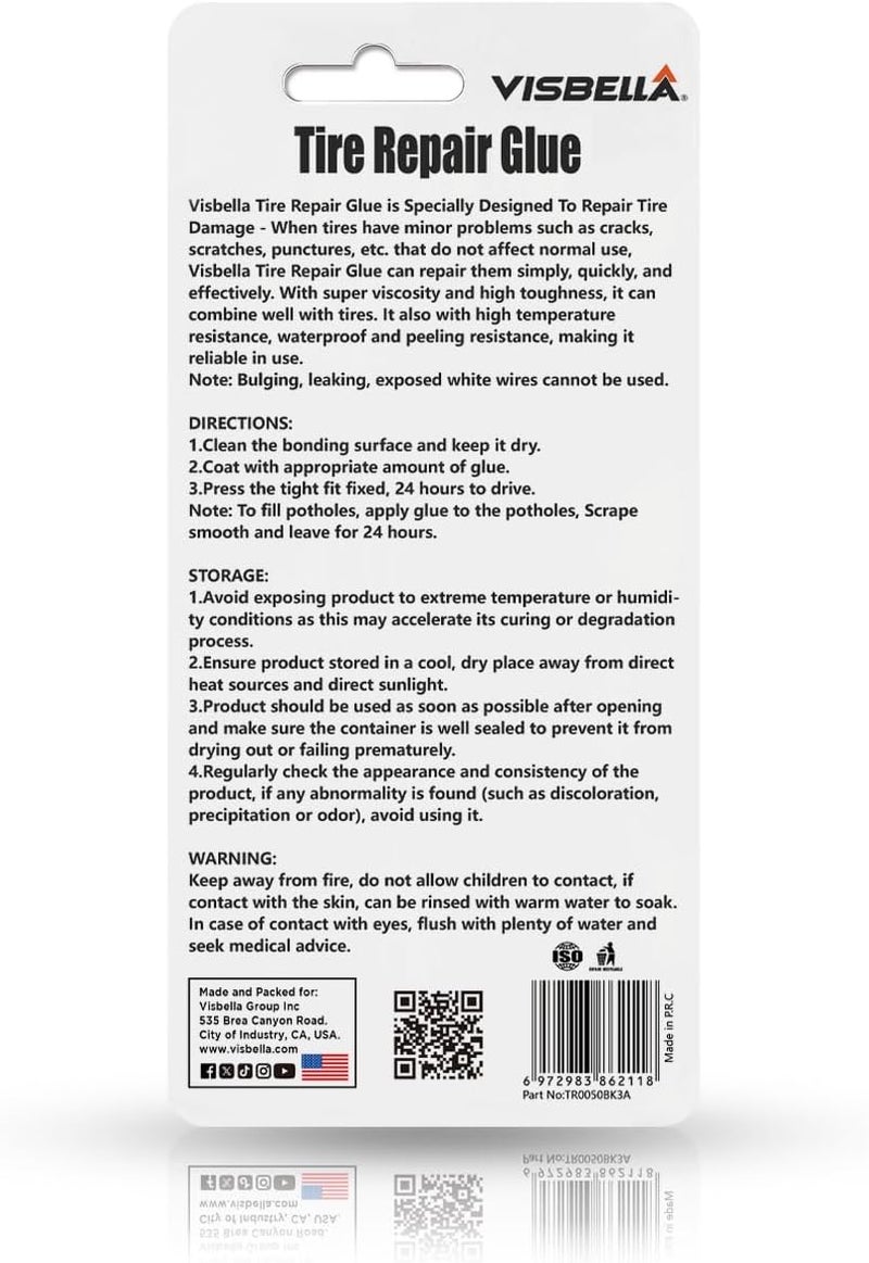 Visbella Tire Repair Glue, Black Rubber Cement, Sidewall Tire Scratch Repair Sealer, Fix a Flat, Restore & Protect Tyre Surfaces for Car, Bike, Motorcycle, Lawn Mower 1.76OZ - Image 2